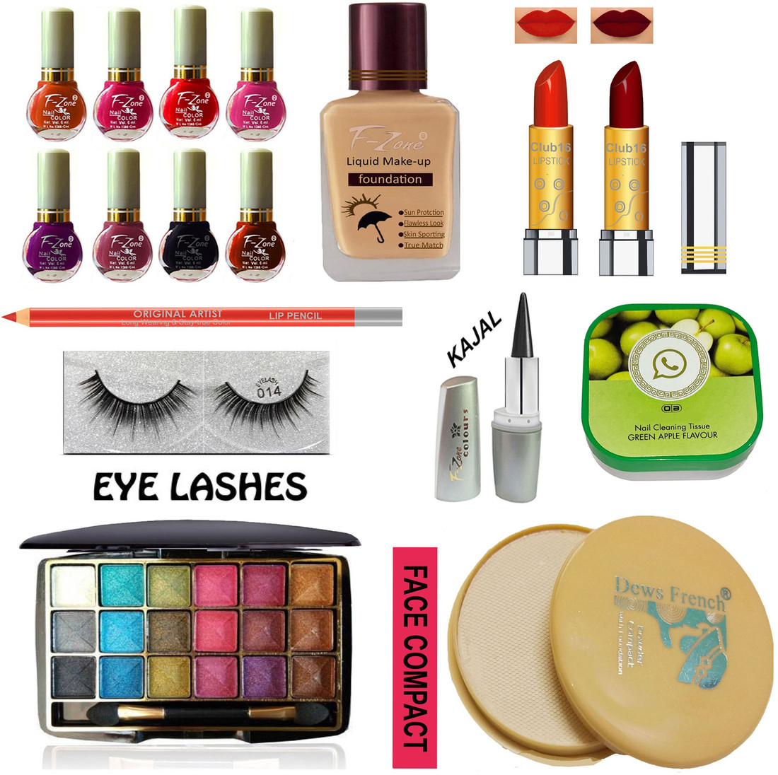 F Zone Stylish Beauty makeup kit Set of 17 Makeup items BBk60