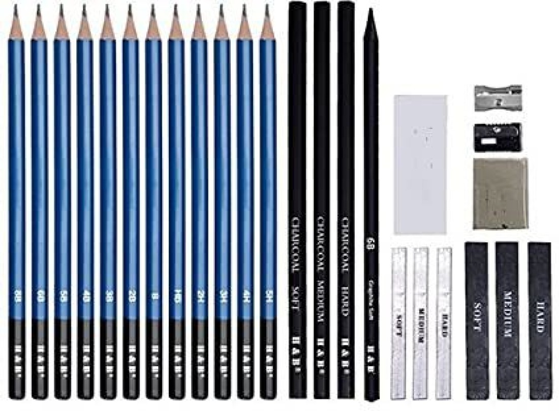 Sabahz Trading 126 Pieces Professional Drawing Pencils and  Sketch Kit - Art set