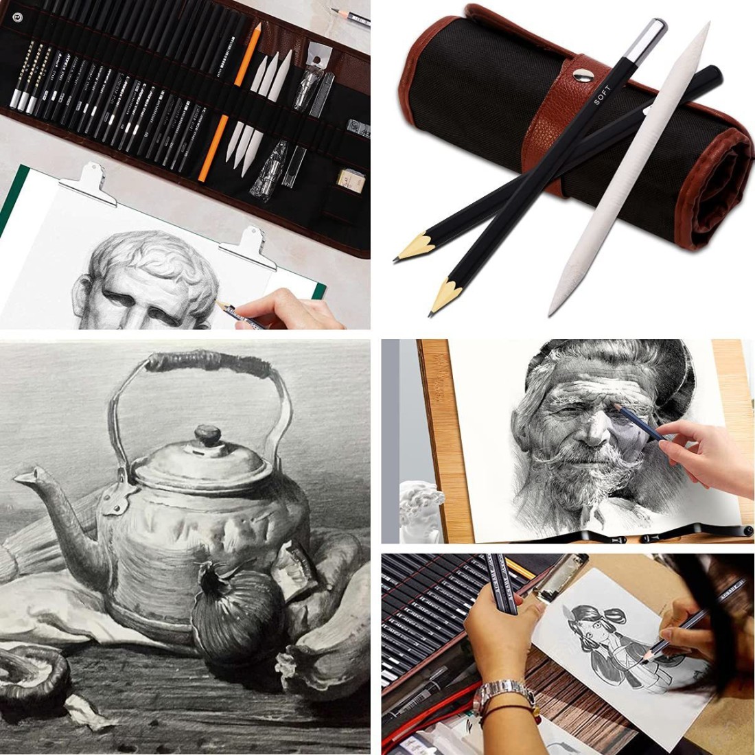 Futurekart Sketch Art Pencil Drawing Pencil, Erasers, Knife  Extender Set for Beginners - Pencil