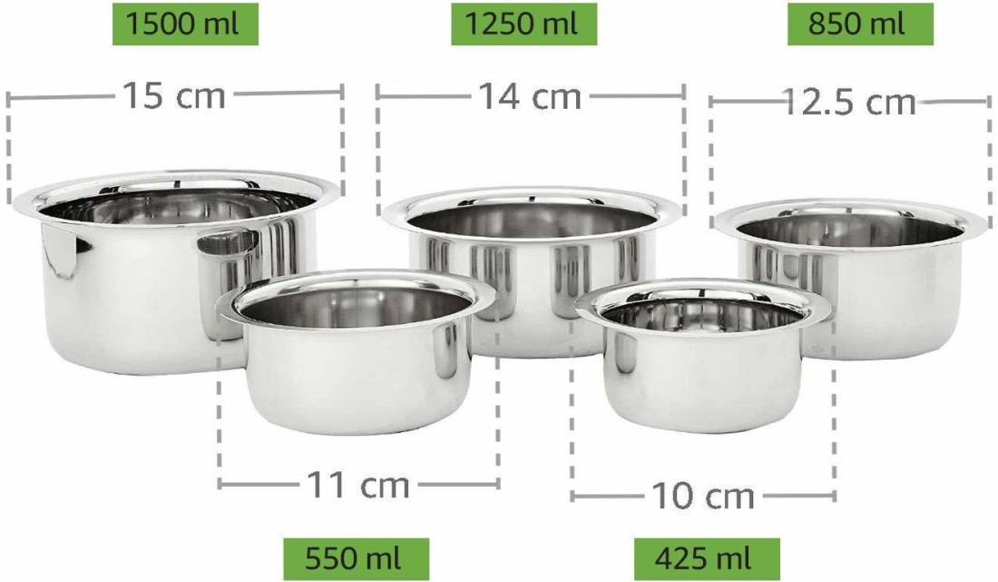 RBGIIT Pack of 3 Stainless Steel SS-11 Stainless Steel Sauce Pan