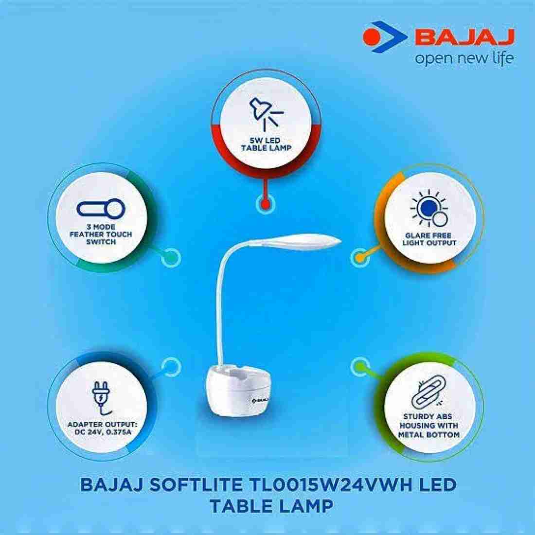 Bajaj softlite tl0015w24vwh led table sale lamp