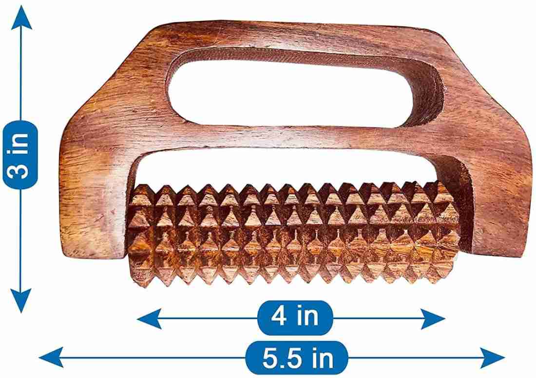 Acupressure Pyramidal Energy Mega Wooden Hand Roller Body Massager with  Handle