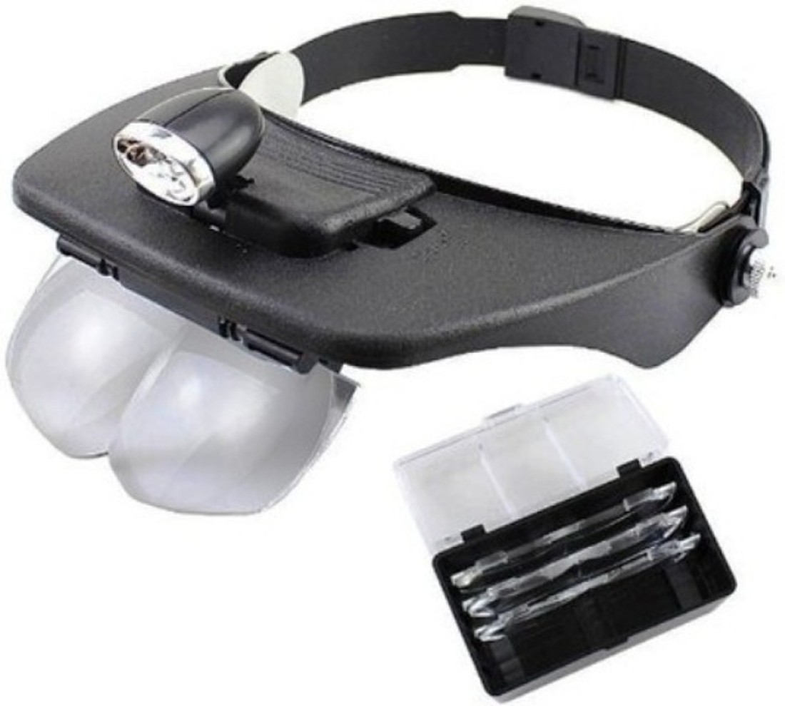 Bellveen Magnifying Goggles Glass, 2 LED Lights, 5 Glass