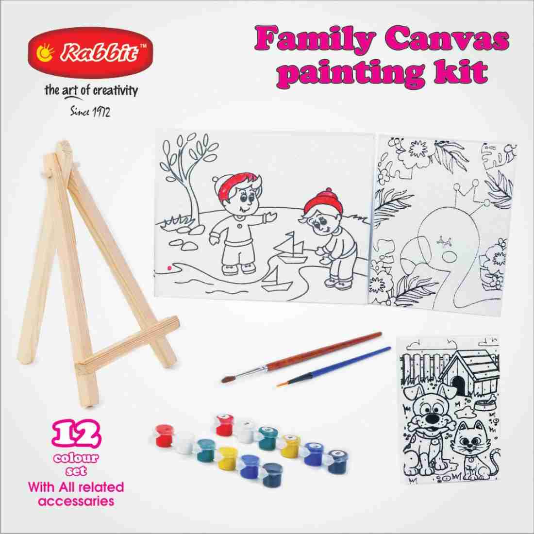 RABBIT CANVAS BOARD 4'*6' PACK OF 2 COMBO, Canvas for painting, Canvas for  Kids to paint, Canvas boards for beginners, Canvas for painting, Canvas for  acrylic painting, Canvas for artists, Canvas board painting set, Combo  includes 2 canvas boards