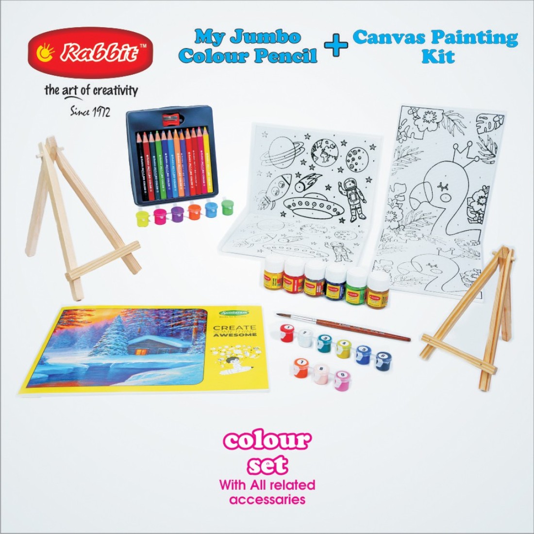 YAKONDA Art Set Gift For Kids/canvas painting bord kit/best  for gift/poster colour set - Water Color