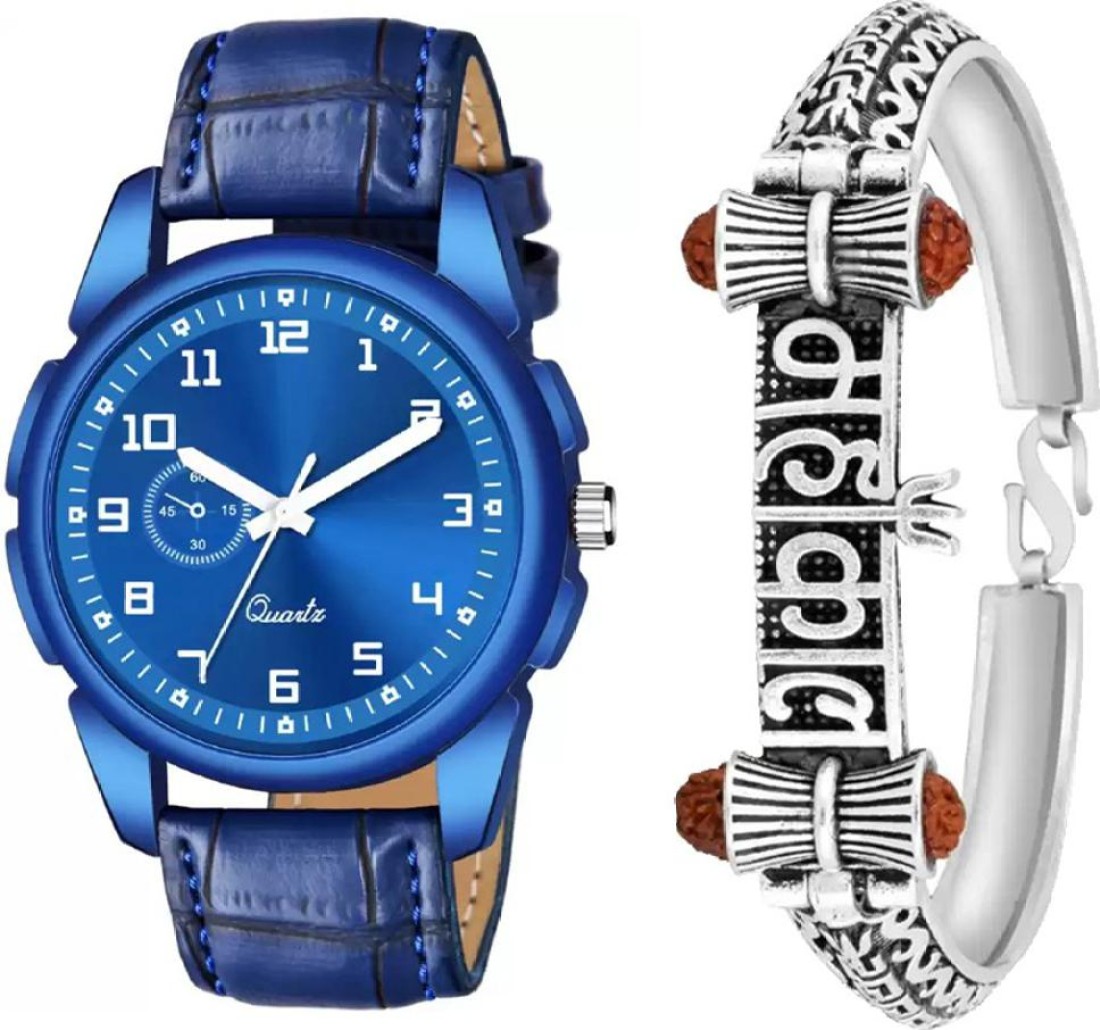 Bluemont New Stylish Blue Dial Watch With Mahakal Printed Silver Kada Watch Bracelete Combo Analog Watch For Men Buy Bluemont New Stylish Blue Dial Watch With Mahakal Printed Silver Kada