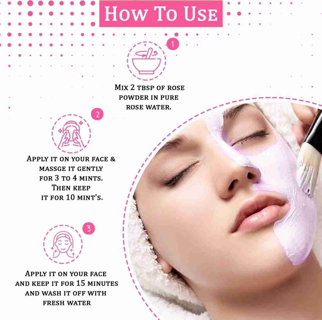 Double Filtered Rose Petal Powder For Skin, Face Pack Mask