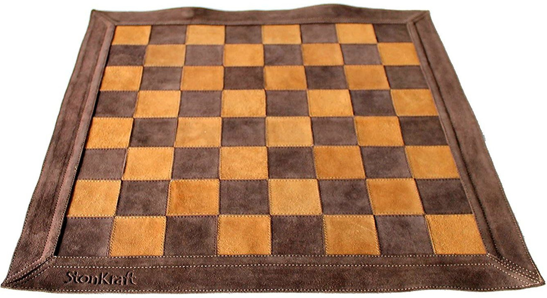 Stonkraft 19 x 19 Genuine Leather Roll-Up Tournament Chess Set - with  Wooden Chess Pieces - Dark Tan Color - StonKraft