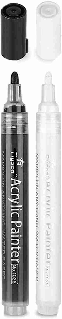 Levin Acrylic Marker Black and White Acrylic Paint Marker  Pens Colors Medium Point Tip Art Markers for DIY Glass, Ceramic, Rock,  Wood, Canvas, Metal, Fabric, Highly Pigmented Acrylic Pens 