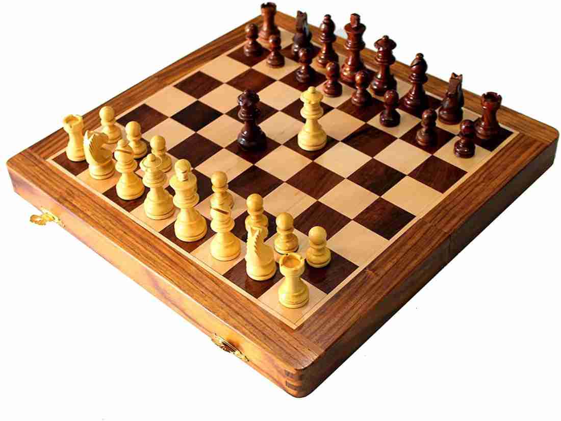 StonKraft - 12 x 12 Stone Inlaid Chess Game Board with Wooden