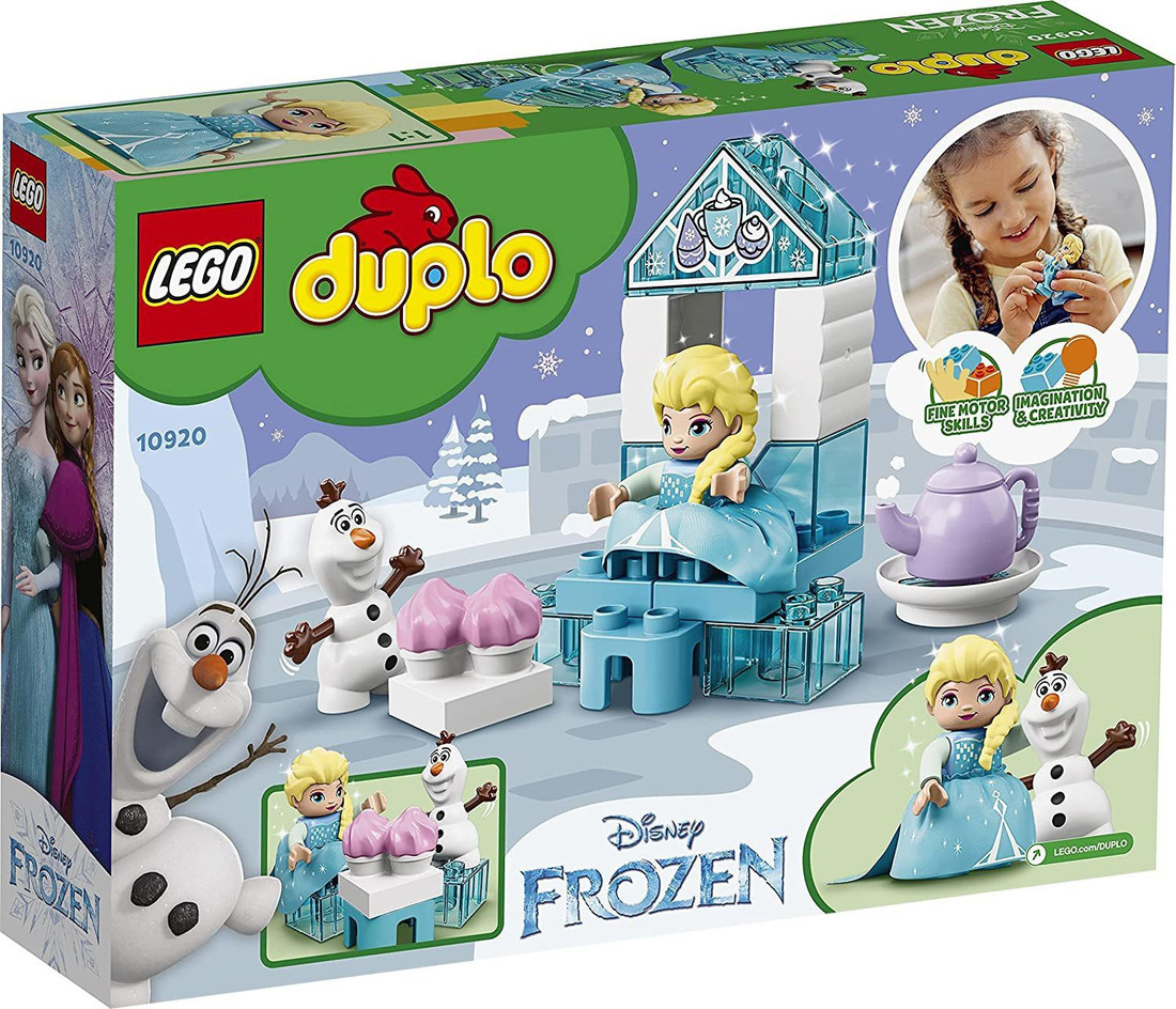Mr. Fobu LEGO 10920 DUPLO Princess Frozen II Elsa and Olaf s Ice Party Toy Large Bricks Set with Cupcakes and Teapot for Toddlers 2 Year Old LEGO 10920 DUPLO Princess Frozen