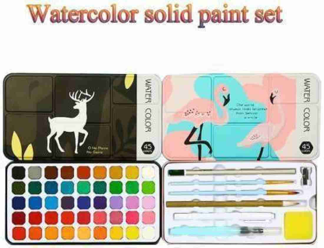 45Colors Pigment Watercolor Paints Set with Watercolor Paper