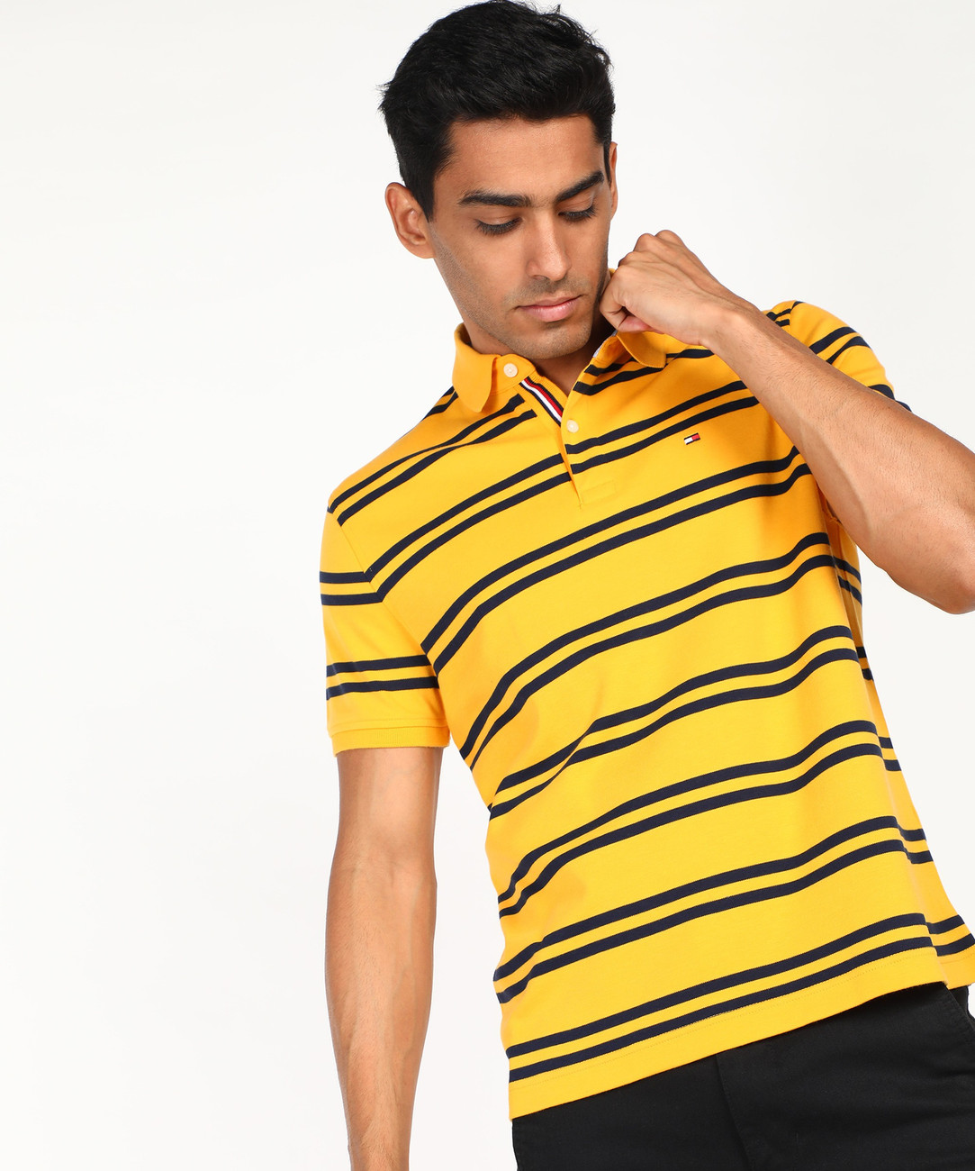 tommy hilfiger blue and yellow shirt