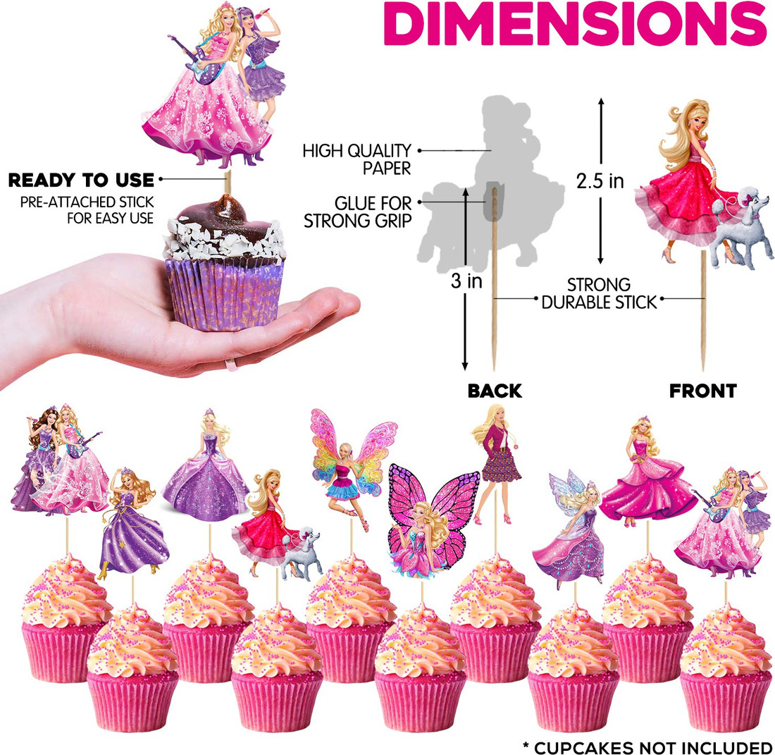 ZYOZI Barbie Princess Birthday Party Supplies Decorations Cup Cake