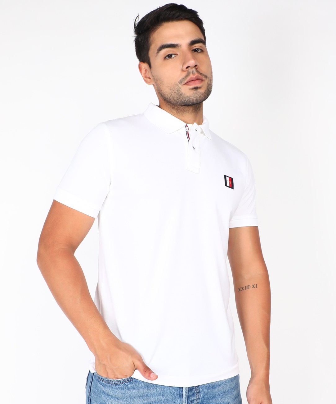 TOMMY HILFIGER Solid Men Polo Neck White T-Shirt - Buy TOMMY