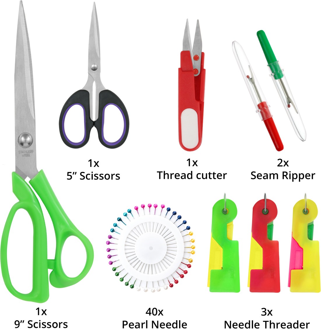 Premium Tailor Sewing Scissors Bundle, 8.1 Heavy Duty Sharp Fabric  Scissors, 5.1/4 Detail Embroidery Scissors, 5 Thread Snips with Comfort  Grip