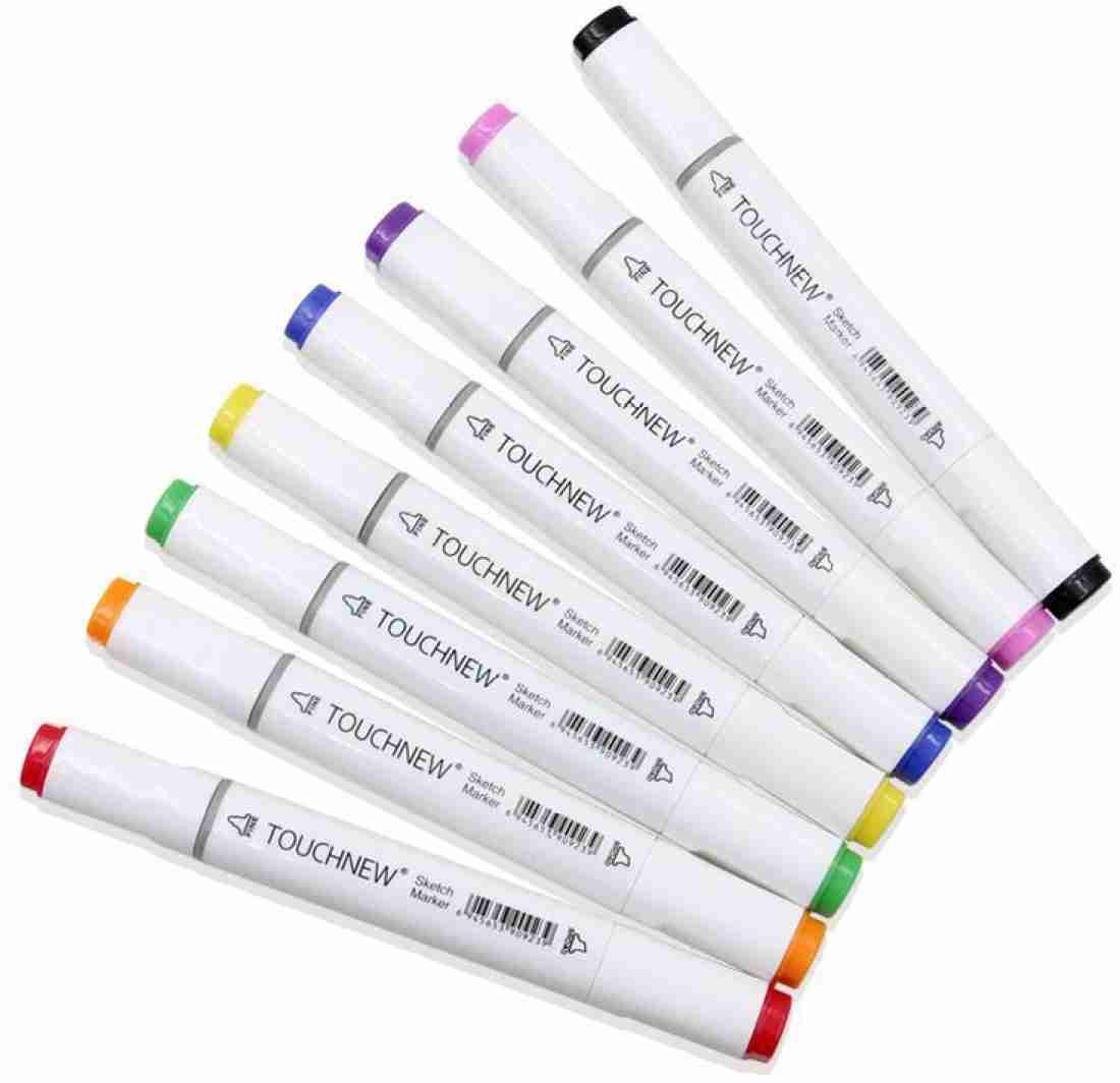 TouchCool Touch Cool White Body Dual Tip Art Marker  Highlighter Pen Set- Fine and Chisel Tips, 36 Colors Artist Highlighter  Markers Ideal for Manga and Impressions for Students, Artists, Cartoonists 