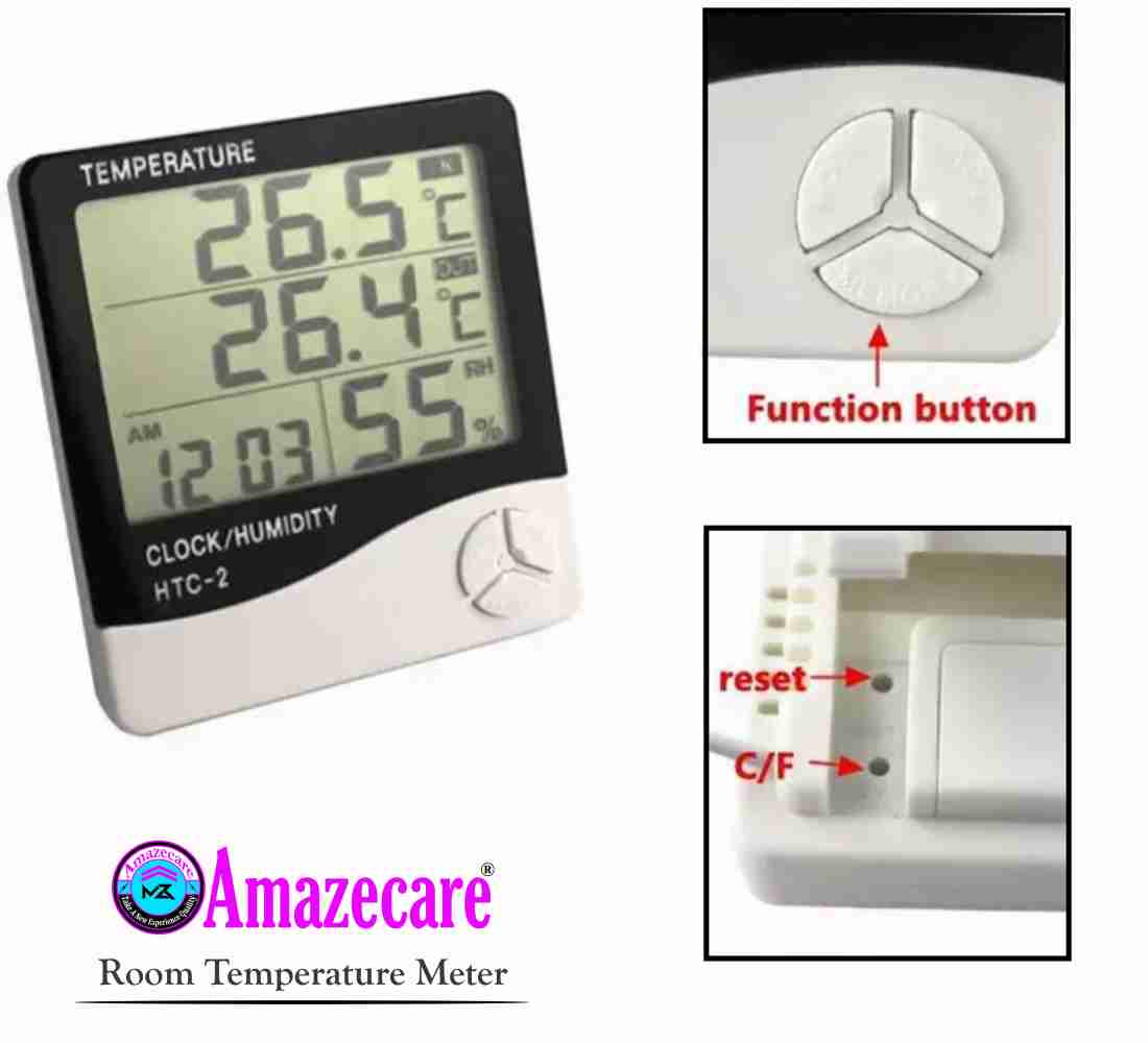 Divinext TH-108 HTC Thermo-Hygro Analog Temperature and Humidity Meter  HTC-1 Table Clock 2 in 1 Dial Type Room Thermometer with Humidity Incubator  Meter Hygromete Pinless Analog Moisture Measurer Price in India 