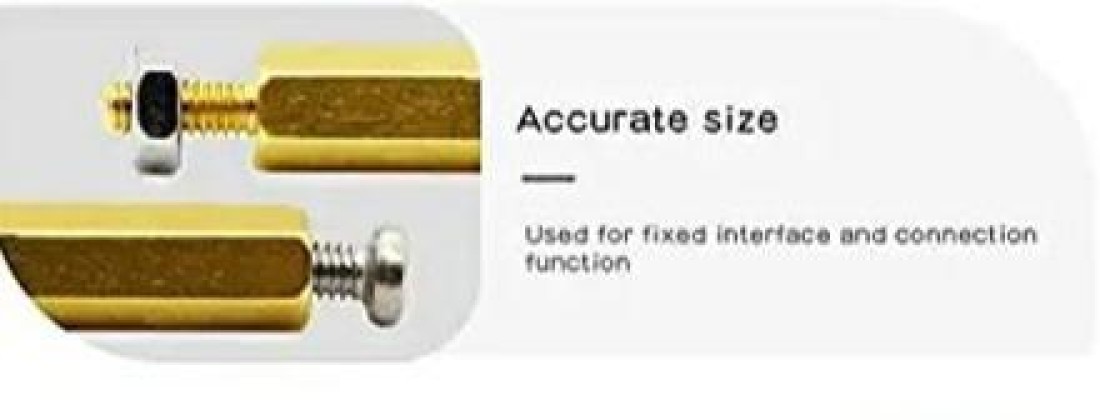 M2 x 10mm + 3mm Male to Female Thread Brass Hexagon Hex Standoff Spacer  Pillars - (50 Pcs)