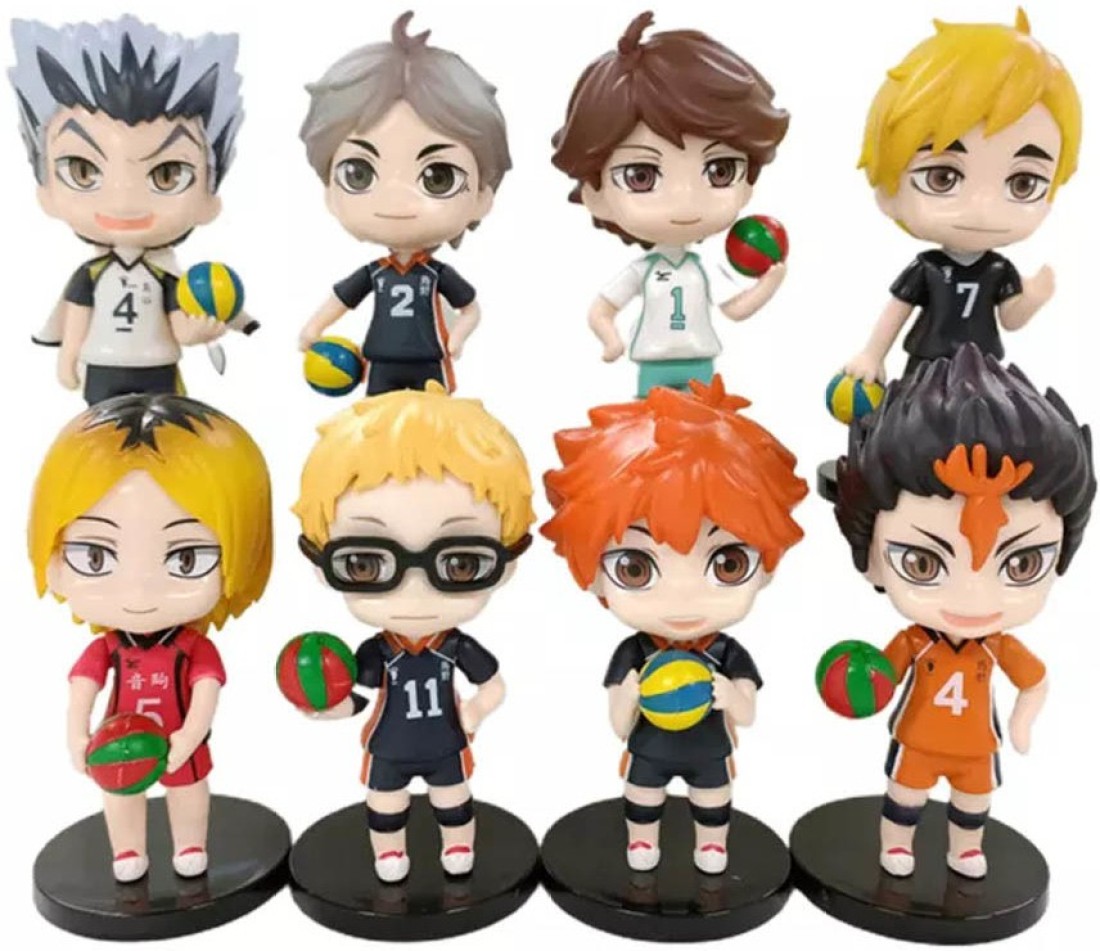 kawaii kart Haikyuu Haikyuu Action Figure Chibi Figures - Set Of 8 (Size -  10 cm) - Haikyuu Haikyuu Action Figure Chibi Figures - Set Of 8 (Size - 10  cm) .