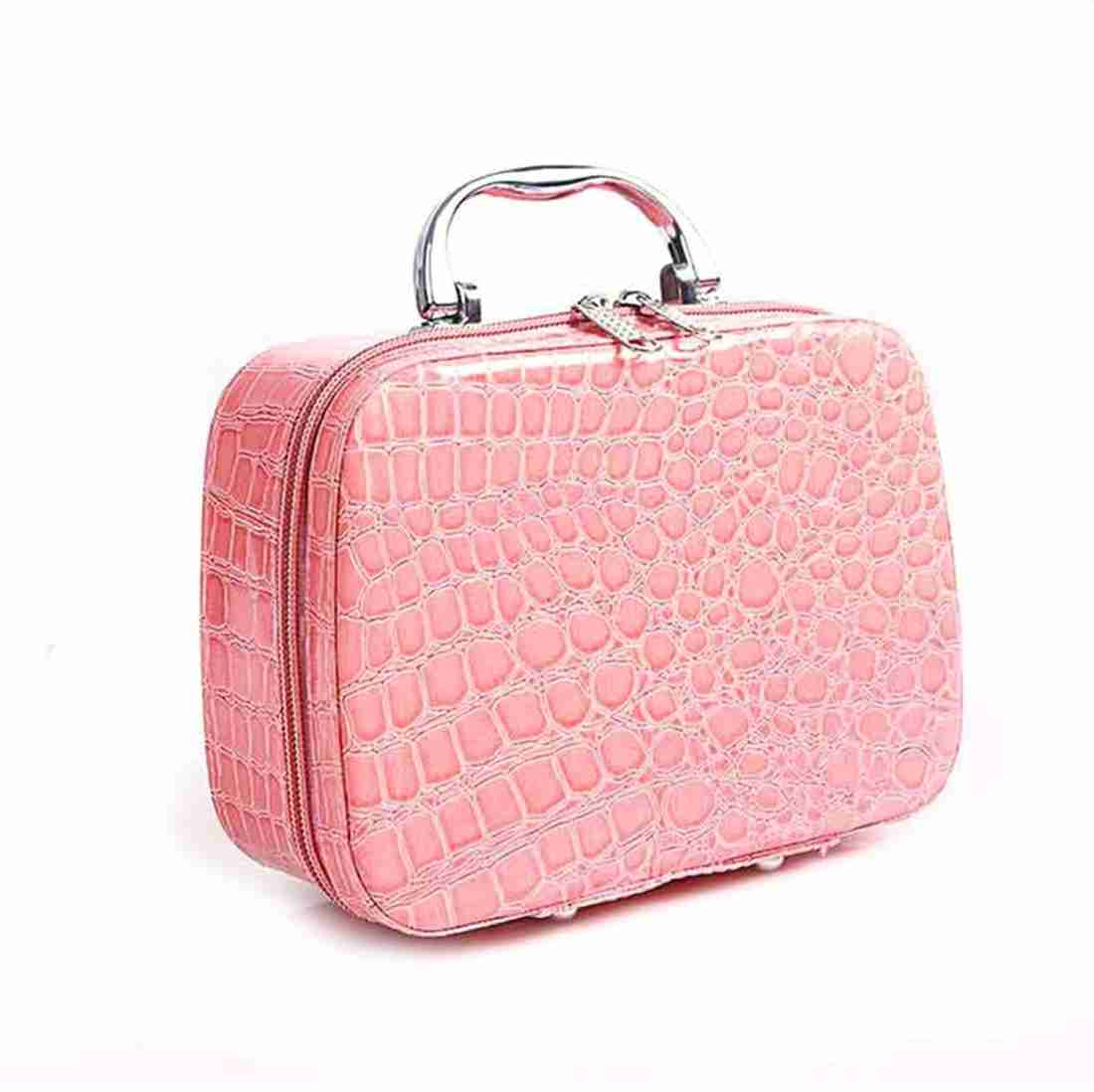 JAYAMBESALES Cosmetic Make-Up Bag with Small Mirror AdjustableStorage Box  with Steel Handle Travel Toiletry Kit MULTI - Price in India