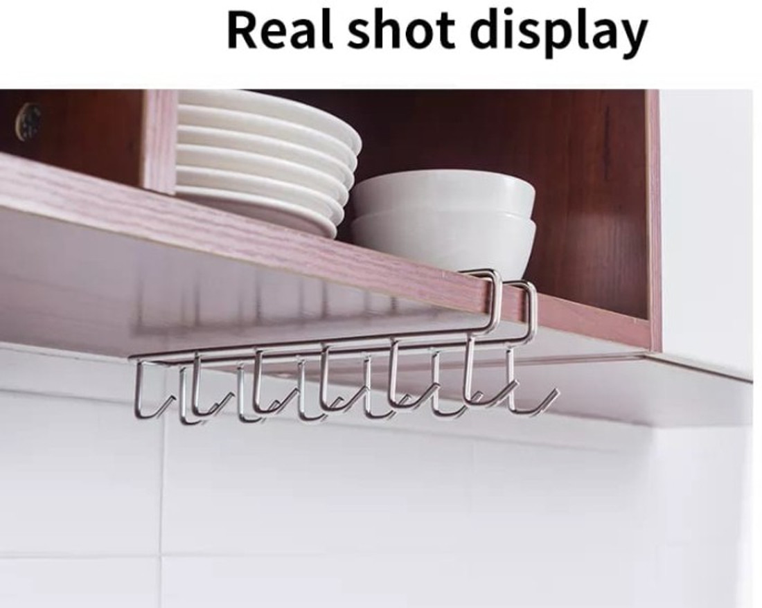Perfect Pricee Multi Functional Kitchen Utensils Rack Holder Ceiling Wall Cabinet Hanging Rod Storage Organizer for Kitchen Stainless Steel Rod Hook Rail for Cup Lader Knives Spoon Pot Gloves Pan Kitc...
