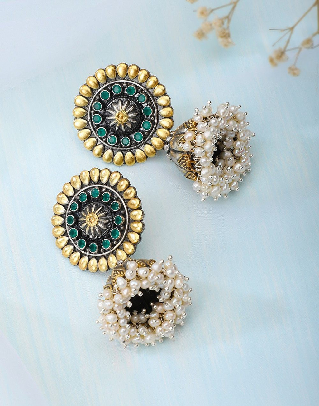 Flipkart Buy fabindia Silver Two Tone Jhumka Earrings Silver