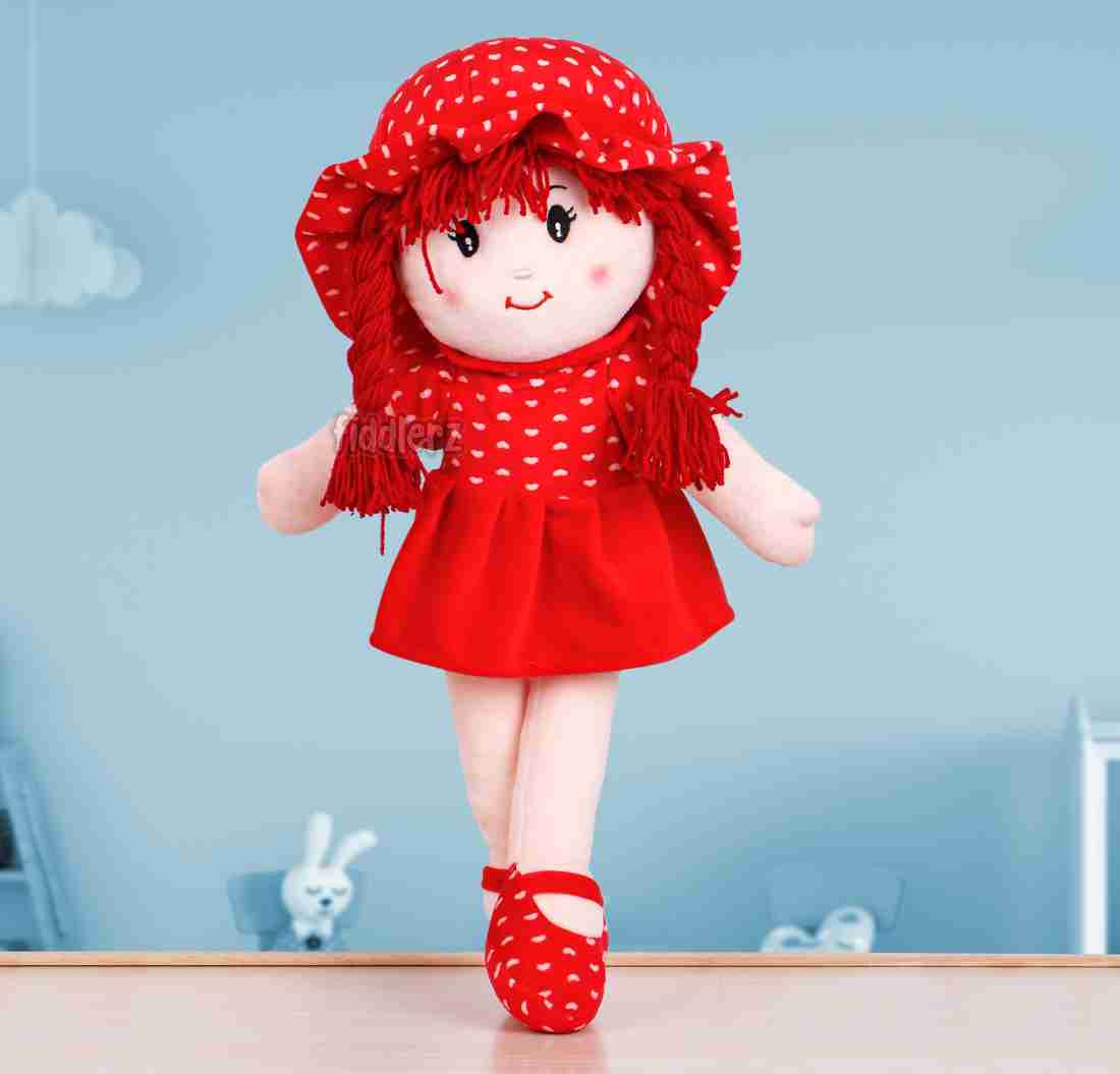 FIDDLERZ Doll Super Soft Stuffed Baby Toys for Girls Cute Looking with Cap Premium Material Plush Dolls Cuddly Toy Best Gift for Kids 50 cm Red 50 cm Doll