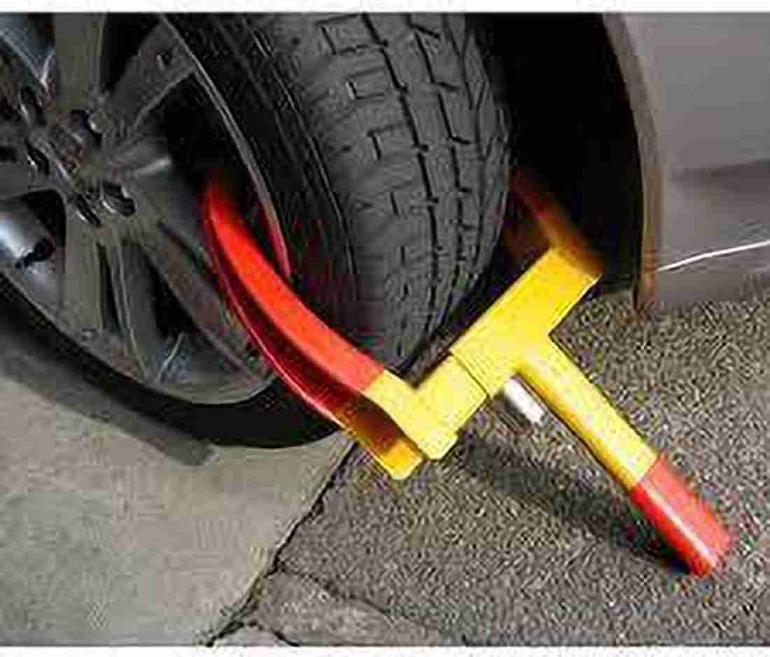 Max In Tyer Lock Y311 Universal Yellow Anti Theft Car Wheel Tyre Lock Clamp Heavy Duty Anti Theft Protective Car Wheel Lock Security Tire Clamp Traffic Police Car Wheel