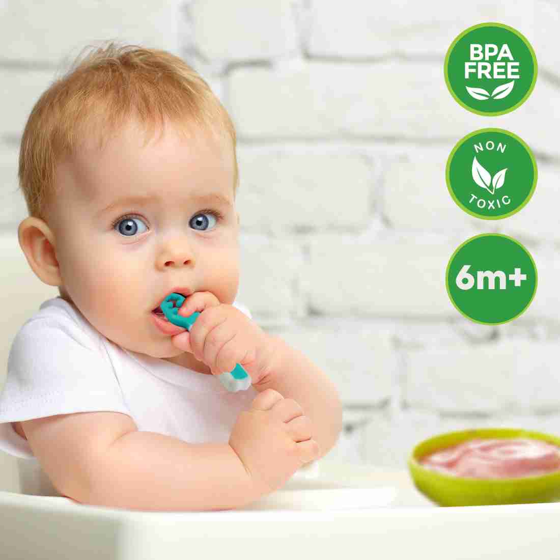 LuvLap Baby Feeding Spoon Set of 2 with ultra supple 100% Silicone Tip, BPA  Free material with Food Grade Silicone tip, Self Feeding Utensil, Baby  Weaning Spoon for Kids 4 Months+ (Green