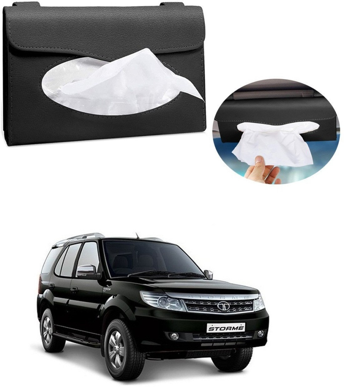Car Tissue Holder, Sun Visor Napkin Holder, Car Visor Tissue Holder, PU  Leather Backseat Tissue Case Holder for Car, Vehicle (Black) 