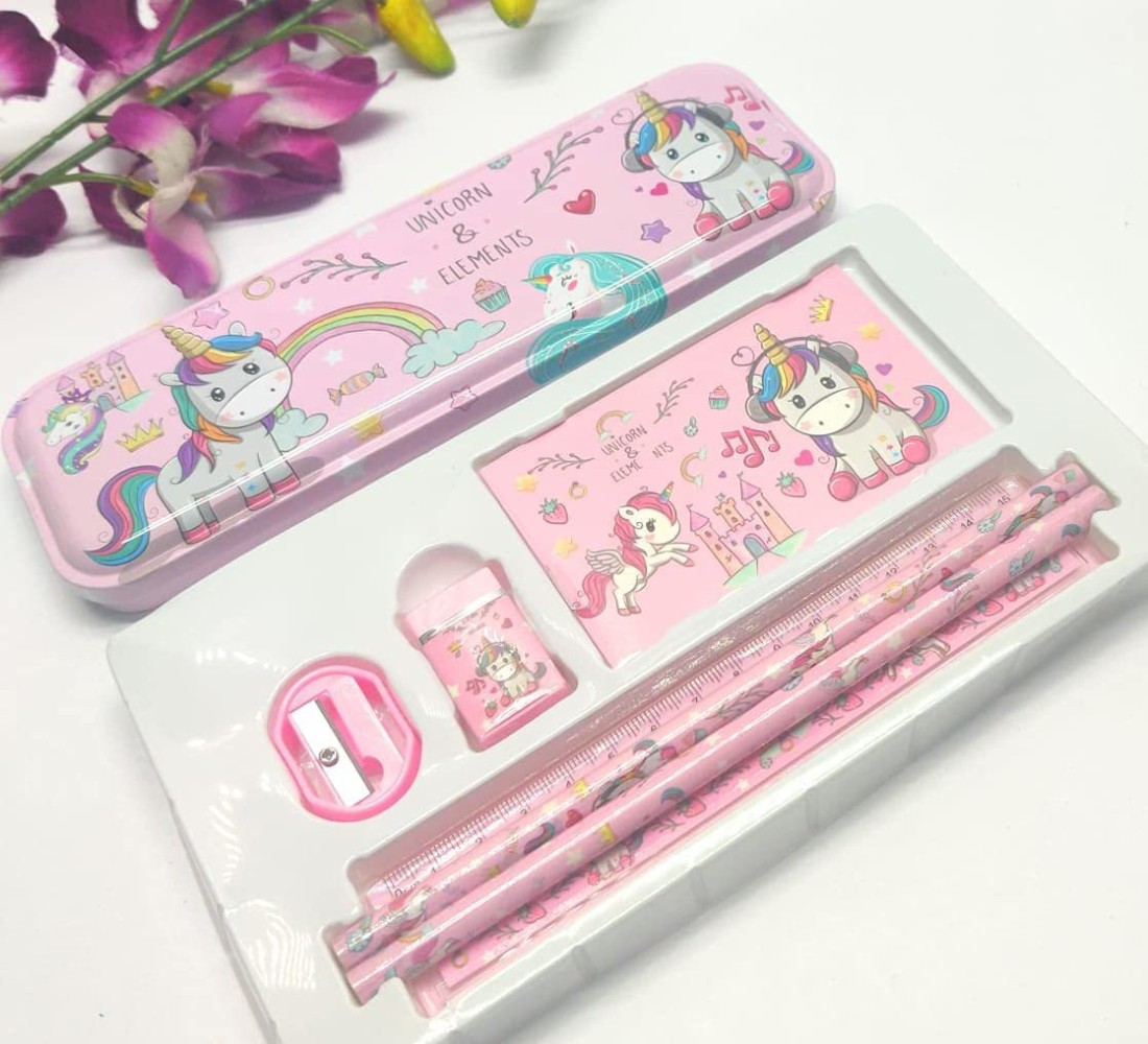 Unicorn Stationary Kit for Girls Pencil Pen Book Eraser Sharpener