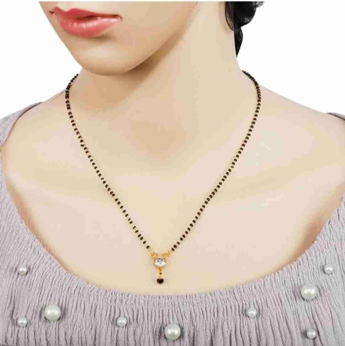 ISHANVI CREATION Brass Mangalsutra Diamond Mangalsutra Gold Plated