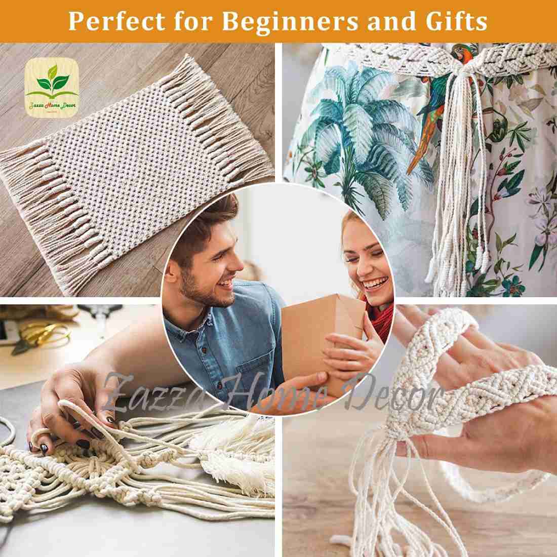 DIY Macrame Kit, Feather Dream Catcher Wall Hanging Kits for Teens & Adult  Beginners, Craft Supplies for Boho Art Project-Macrame Cord, Gold Hoop