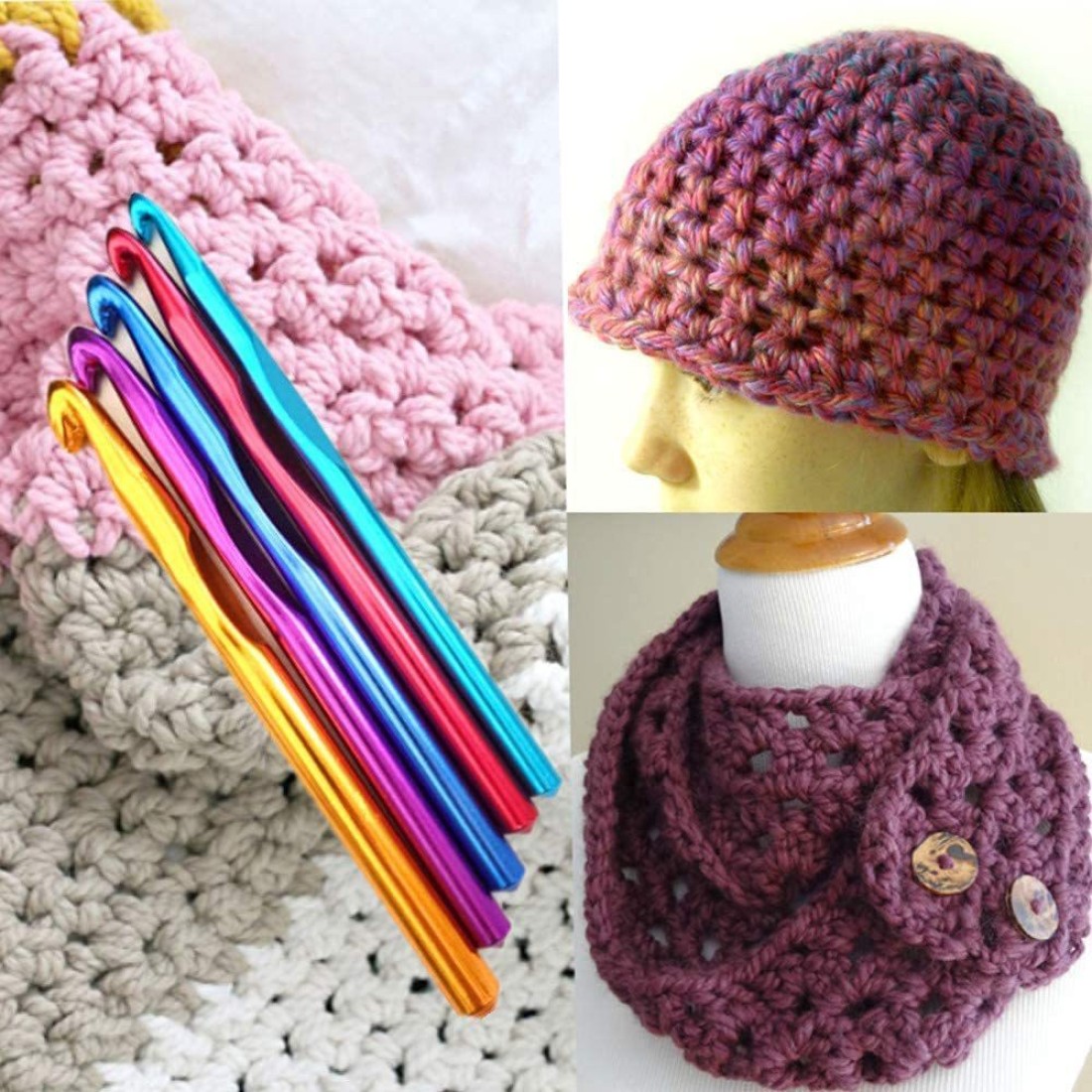 Crochet Hook Bamboo Kit Yarn Sewing Tool Knitting 3-10mm Wood Needles 12Pc  Set