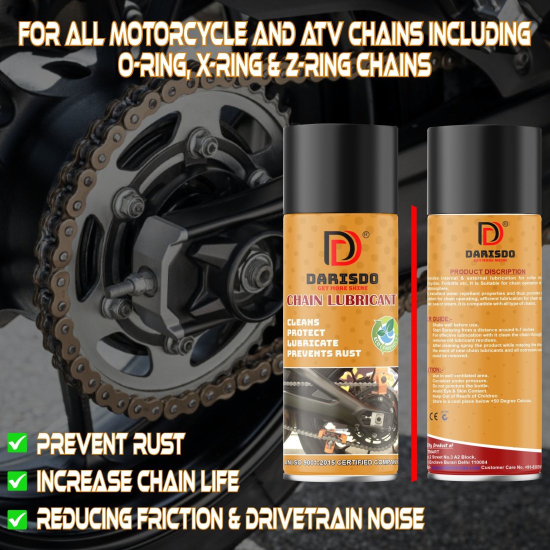 ASRYD Chain Lubricant Synthetic+Chain Cleaner With Brush Motorcycle chain  Lube+Cleaner Quality Assured (Pack of 2) 300ml Chain Oil Price in India -  Buy ASRYD Chain Lubricant Synthetic+Chain Cleaner With Brush Motorcycle  chain