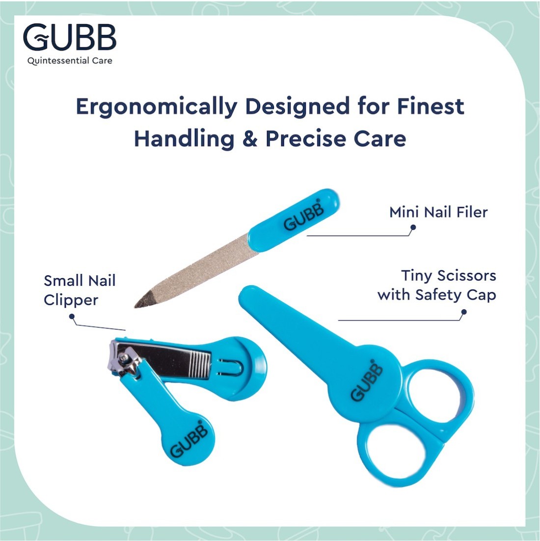 GUBB Nail Care Kit - Toe Nail Clipper, Finger Nail Cutter, Nail Filer &  Flat Tweezer |