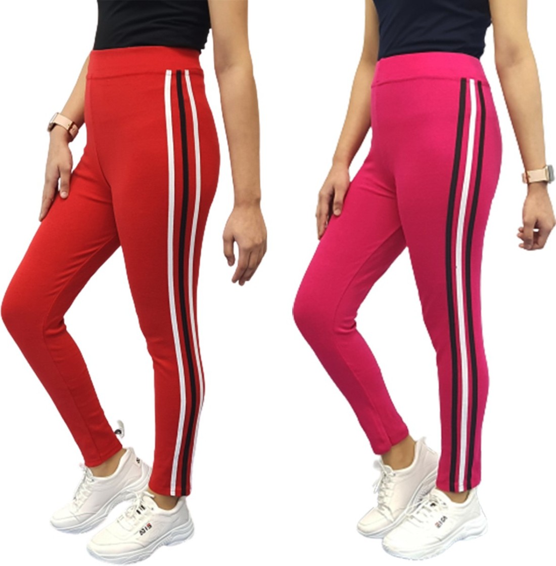 Fashion India Present Gym & Sports Wear Leggings Ankle Length - Workout  Trousers - Stretchable Striped Jeggings - Yoga