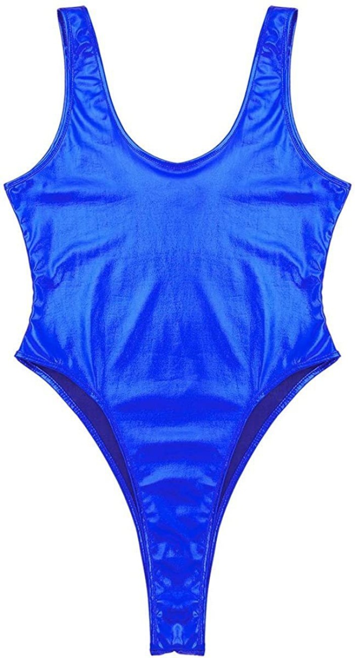 X-Night Faux Leather One-Piece Leotard Bodysuit Swimsuit Solid