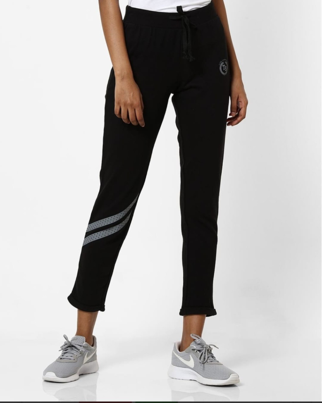 Buy Women Cropped Mid-Rise Track Pants with Elasticated Drawstring Waist  Online at Best Prices in India - JioMart.