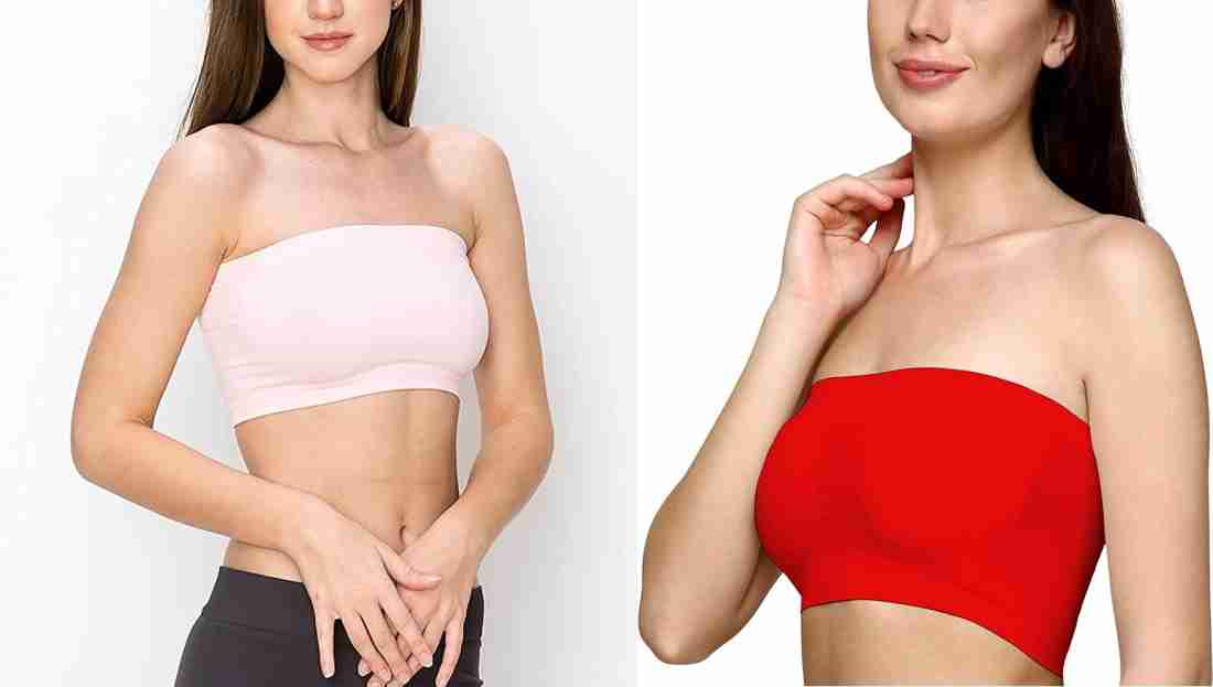 FASHIONIO Imported Seamless Padded Tube Bra (Pack of 2) Women