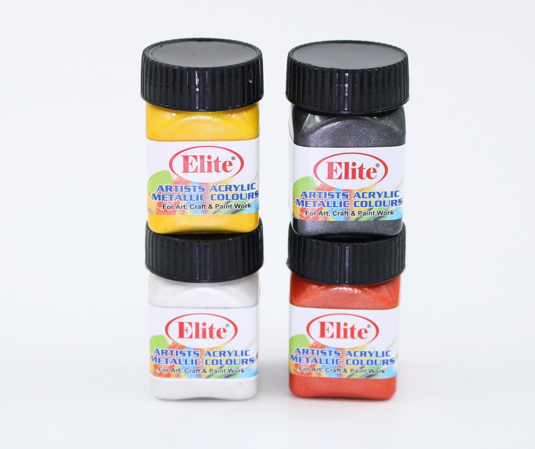 Elite Artists Acrylic Metallic Colors Set (12 ShadesX50ml Each ) For  MultiSurface