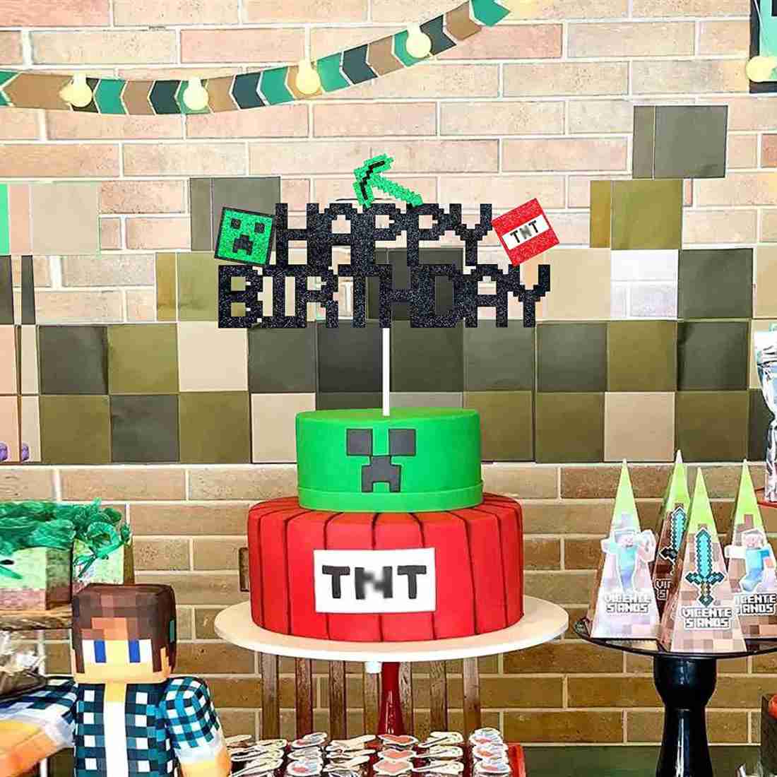 Minecraft Birthday Party : TNT Sparkler Cake