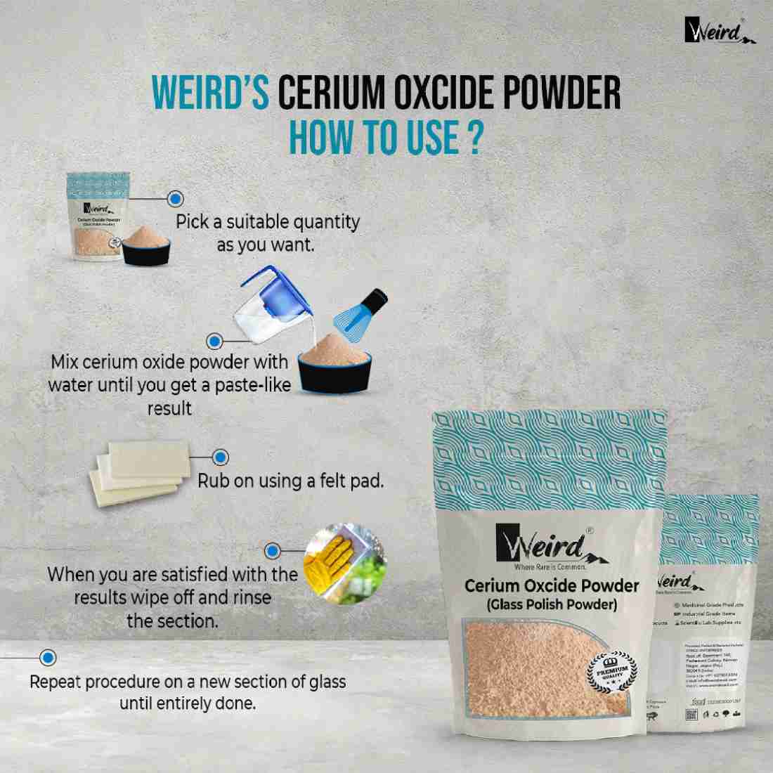 Weird Cerium Oxide Powder 250 Gm Glass Scratch Remover, Polishing, Car  Windshield Cerium Oxide Powder 250 Gm Glass Scratch Remover, Polishing