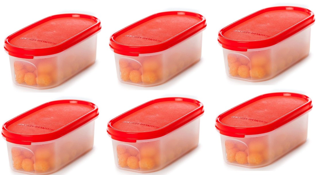 Tupperware. MM Oval #1 Containers 500 ml Red Set of 4 Pc(Plastic)