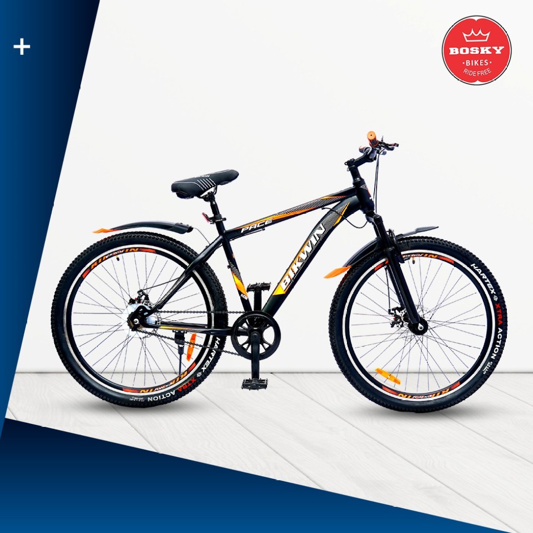 Bosky Cycle for Men,with Steel frame Dual disc ,MTB Bike (Single Speed, Black,Orange) 26 T Mountain Cycle Price in India