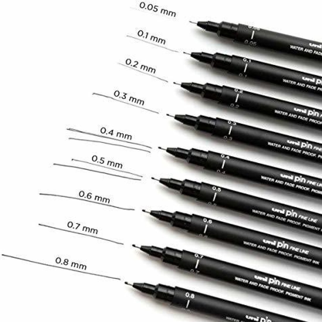 Uni Pin Fineliner Drawing Pen Set of 5 0.05mm & Brush Nibs 4