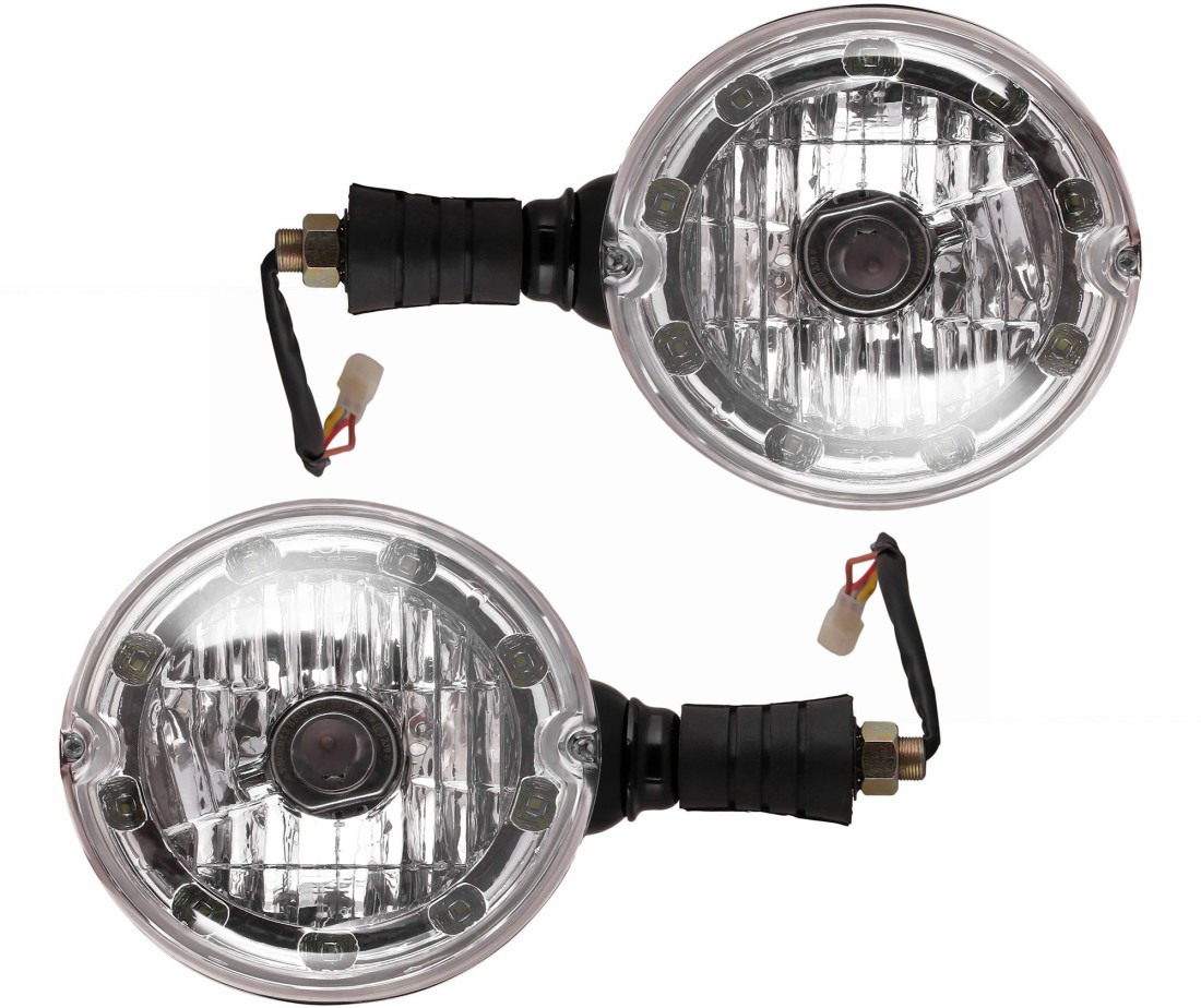 Allpartssource Pair of 7 Inch Round Headlamp with Parking and Flat