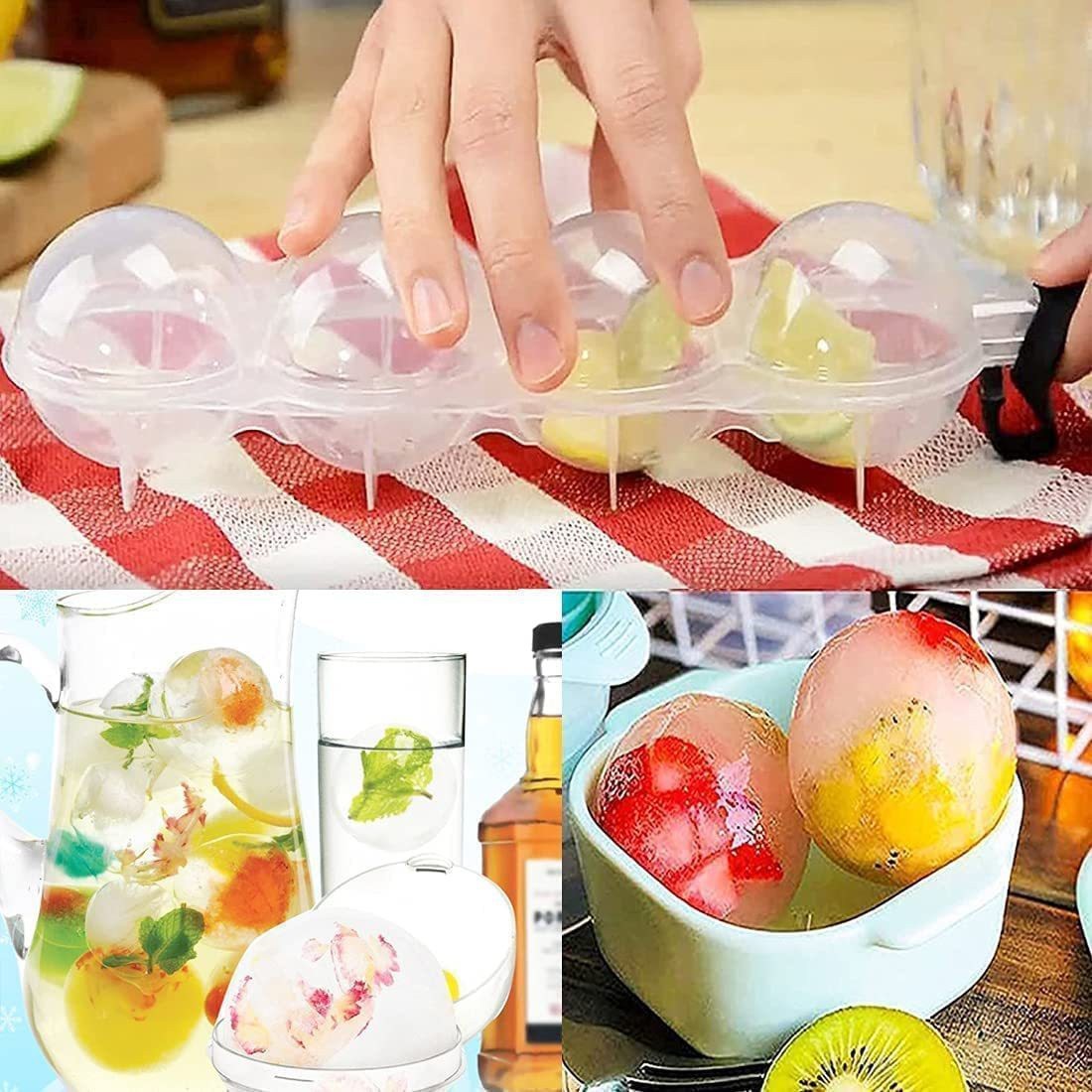 4 -Cup Ice Cube Shot Shape Silicone Shooters Glass Freeze Molds Maker Tray
