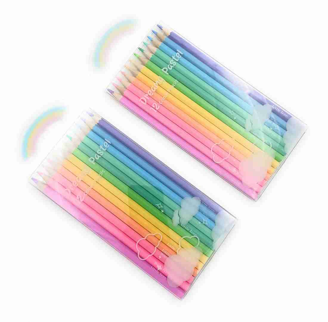 Ikshu Dreamy Rainbow Pastel Colored Pencils Set of 12-1  Packs Hexagonal Shaped Color Pencils 